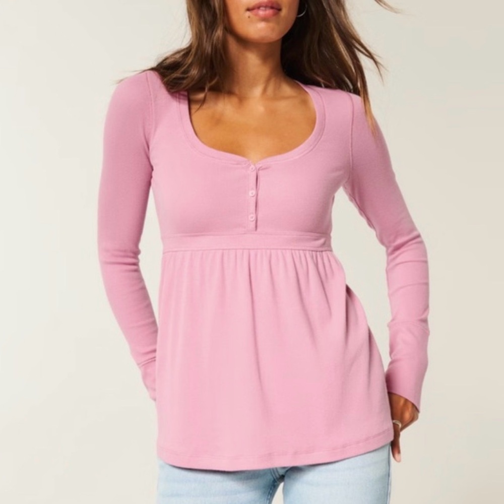 🖤NWOT HOLLISTER MAUVE BABYDOLL L/S TOP SIZE M🖤